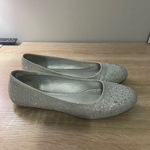 Silver jeweled flats